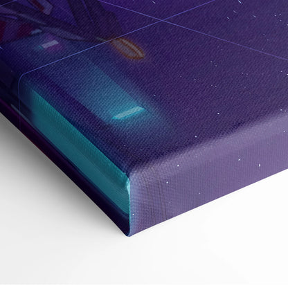 Mazda RX-7 FD Inspired Red Purple Canvas Wall Art, Neon Vaporwave JDM Sports Car Artwork for Cyberpunk Garage Decor