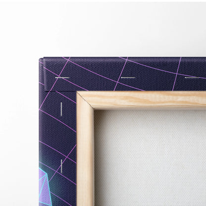 Mazda RX-7 FD Inspired Yellow Purple Canvas Wall Art, Neon Vaporwave JDM Sports Car Artwork for Futuristic Garage Decor