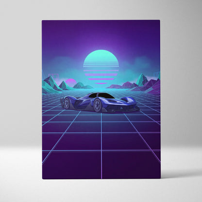 Red Bull RB17 Inspired Blue Purple Canvas Wall Art Vaporwave Hypercar Artwork Neon Grid Garage Decor Retro Futuristic Motorsport Print