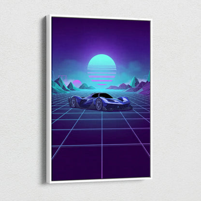 Red Bull RB17 Inspired Blue Purple Canvas Wall Art Vaporwave Hypercar Artwork Neon Grid Garage Decor Retro Futuristic Motorsport Print