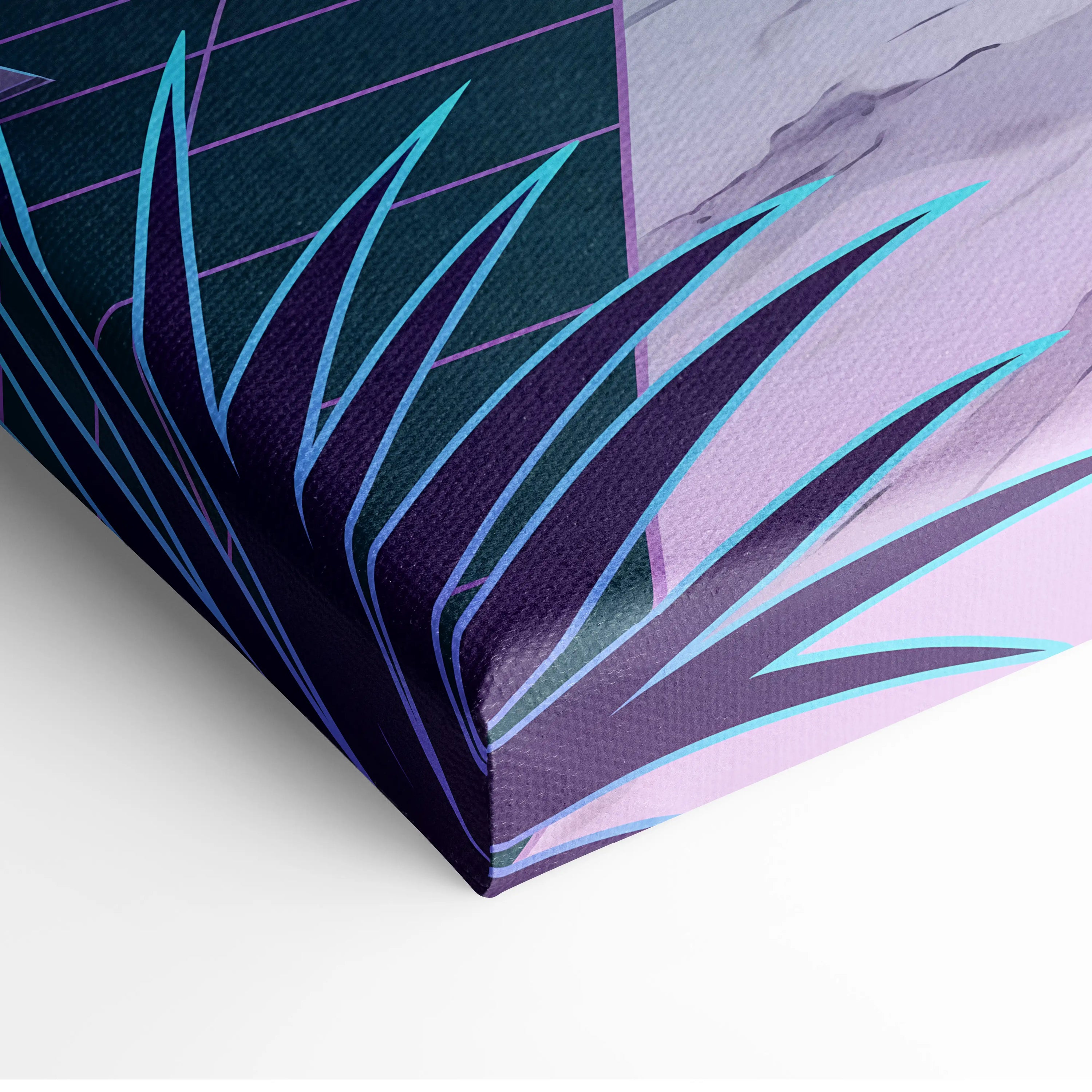 Toyota Supra MK4 Inspired White Purple Canvas Wall Art Vaporwave JDM Sports Car Artwork Neon Desert Garage Decor Retro Futuristic Sunset Print