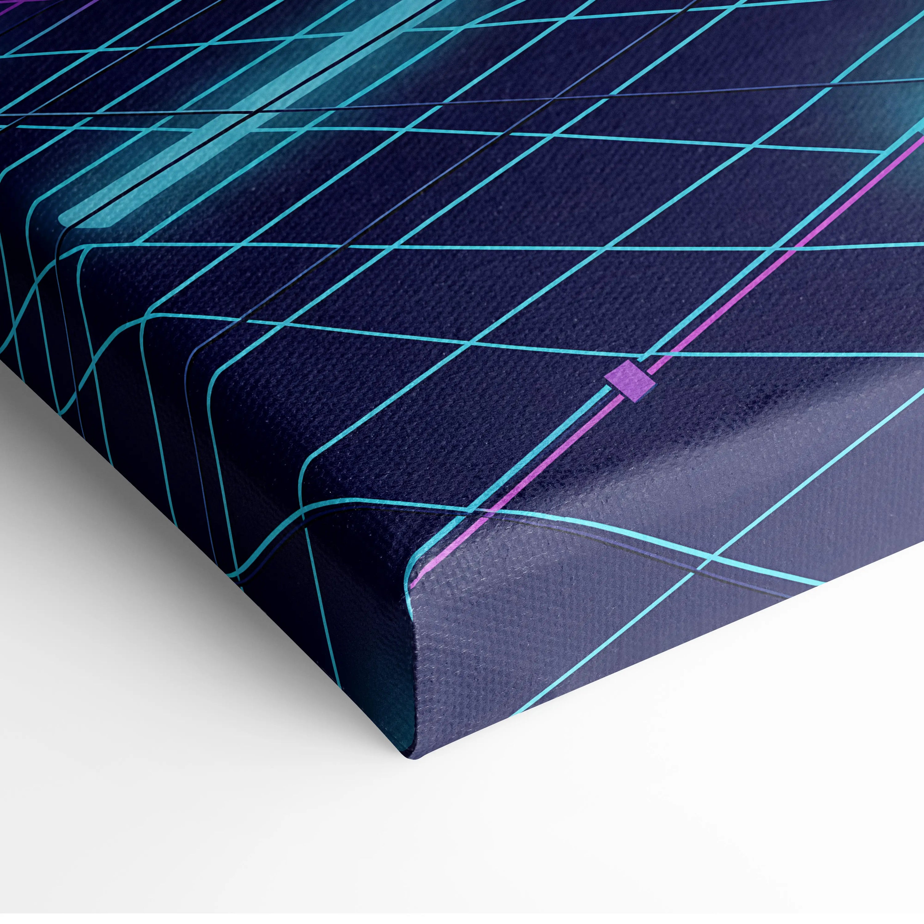 Ferrari F40 Inspired Red Purple Canvas Wall Art, Vaporwave Supercar Artwork, Neon Grid Garage Decor, Retro Futuristic Exotic Print