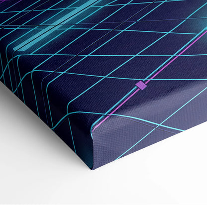 Ferrari F40 Inspired Red Purple Canvas Wall Art, Vaporwave Supercar Artwork, Neon Grid Garage Decor, Retro Futuristic Exotic Print