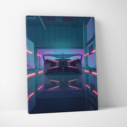 Bugatti Bolide Inspired Vaporwave Car Canvas - Car Neon Blue Pink Living Room Vaporwave Mood Nostalgic Neon Glow Retro Futurism Canvas