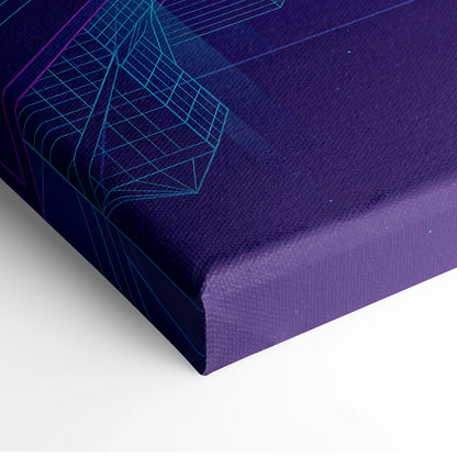 Nissan 370Z Inspired White Purple Canvas Wall Art, Neon Vaporwave JDM Sports Car Artwork for Futuristic Garage Decor