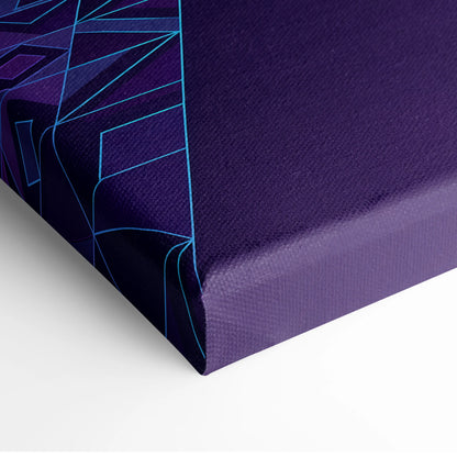 Nissan 350Z Inspired Purple Teal Canvas Wall Art, Neon Vaporwave JDM Sports Car Artwork for Retro Tree-Lined Garage Decor