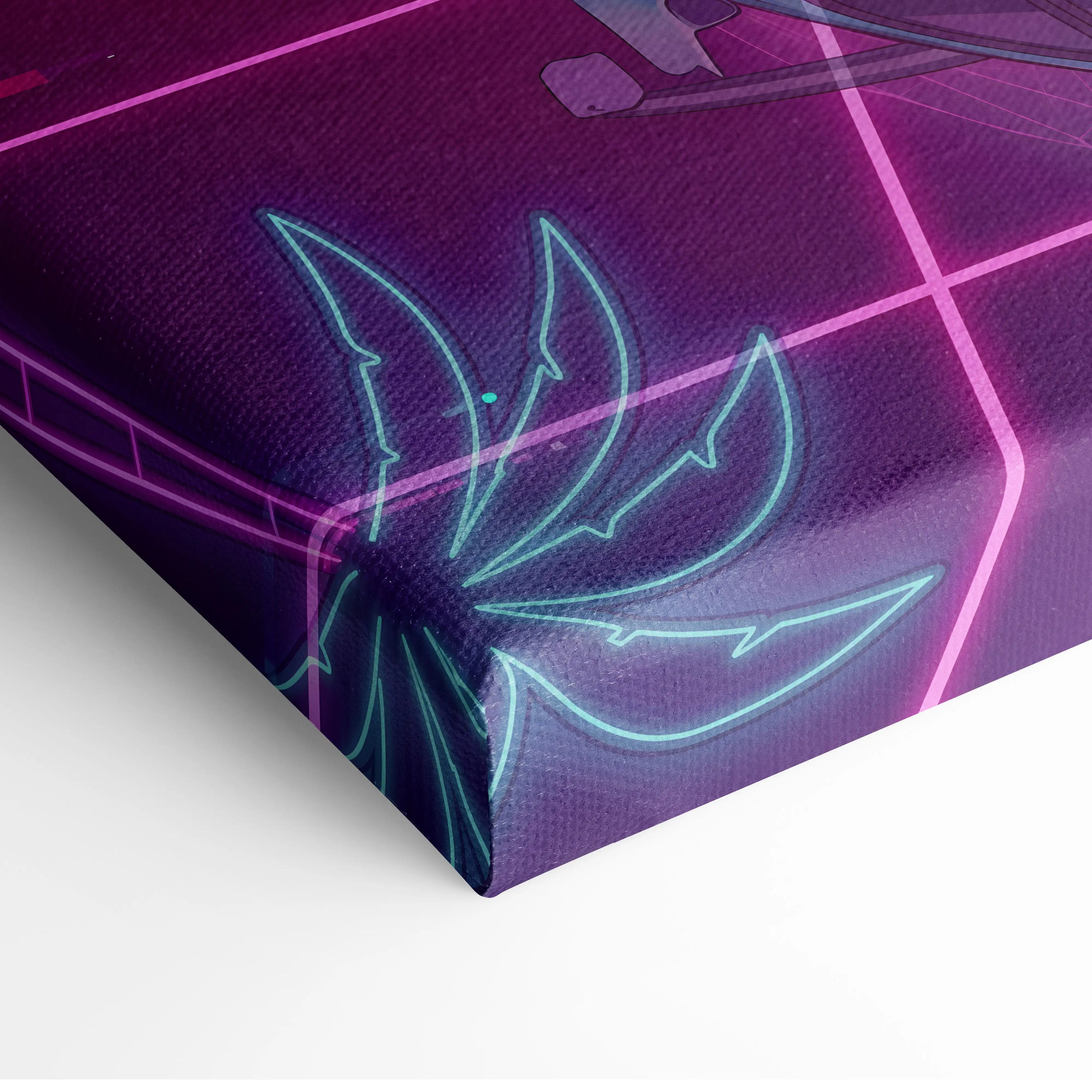 RWB Porsche 911 Inspired Vaporwave Neon City Canvas - Vaporwave Neon Art For Living Room, Retro Futurism, Gallery Print
