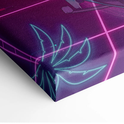 RWB Porsche 911 Inspired Vaporwave Neon City Canvas - Vaporwave Neon Art For Living Room, Retro Futurism, Gallery Print
