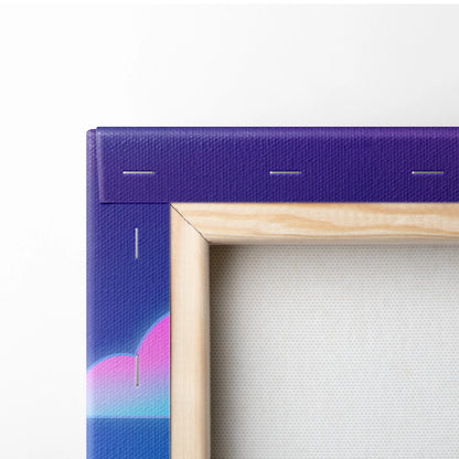 Nissan GT-R R34 Inspired Neon Vaporwave Car Dream - Car Pink Purple Blue Dreamy Retro Futurism Living Room Vaporwave Canvas