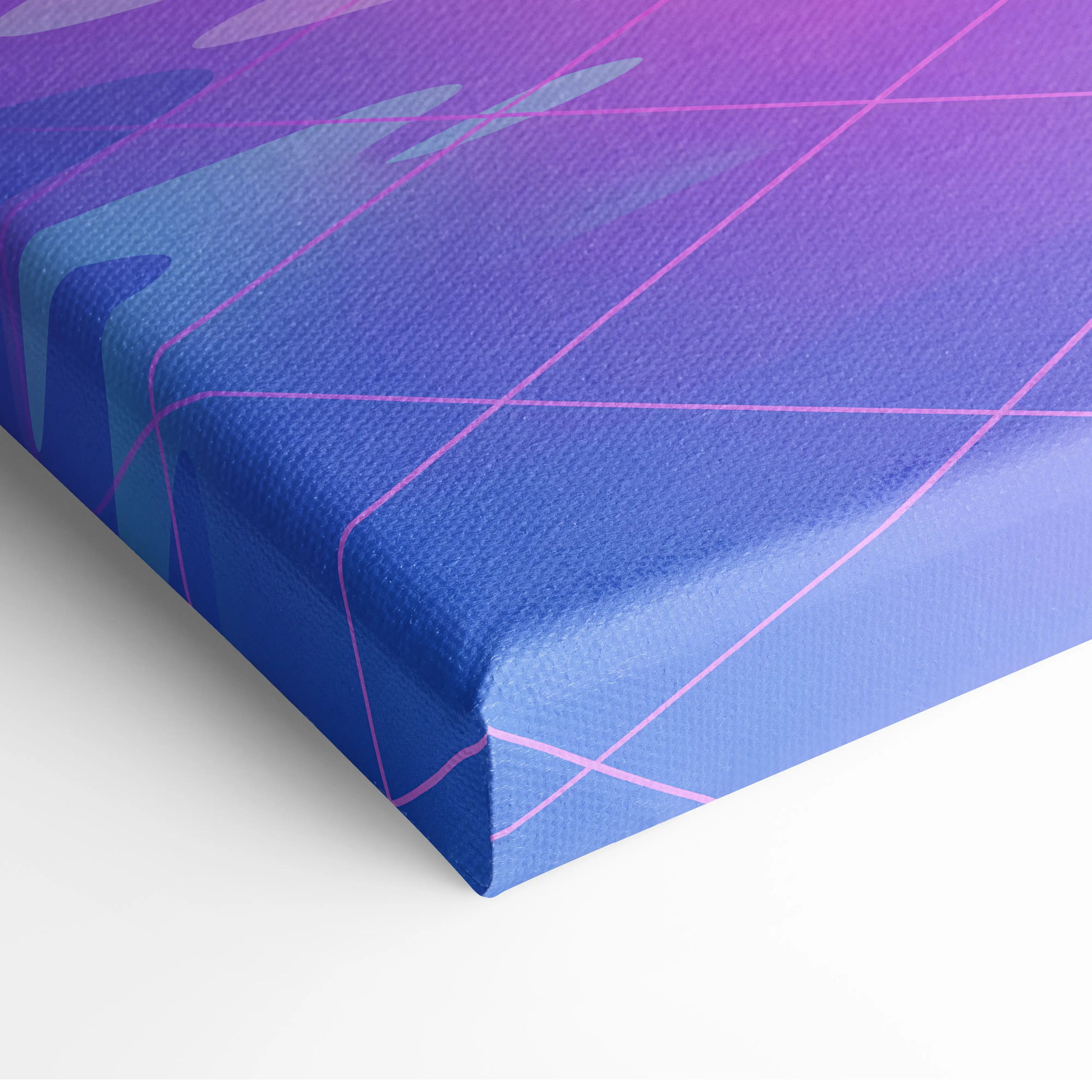 Nissan GT-R R34 Inspired Neon Vaporwave Car Dream - Car Pink Purple Blue Dreamy Retro Futurism Living Room Vaporwave Canvas