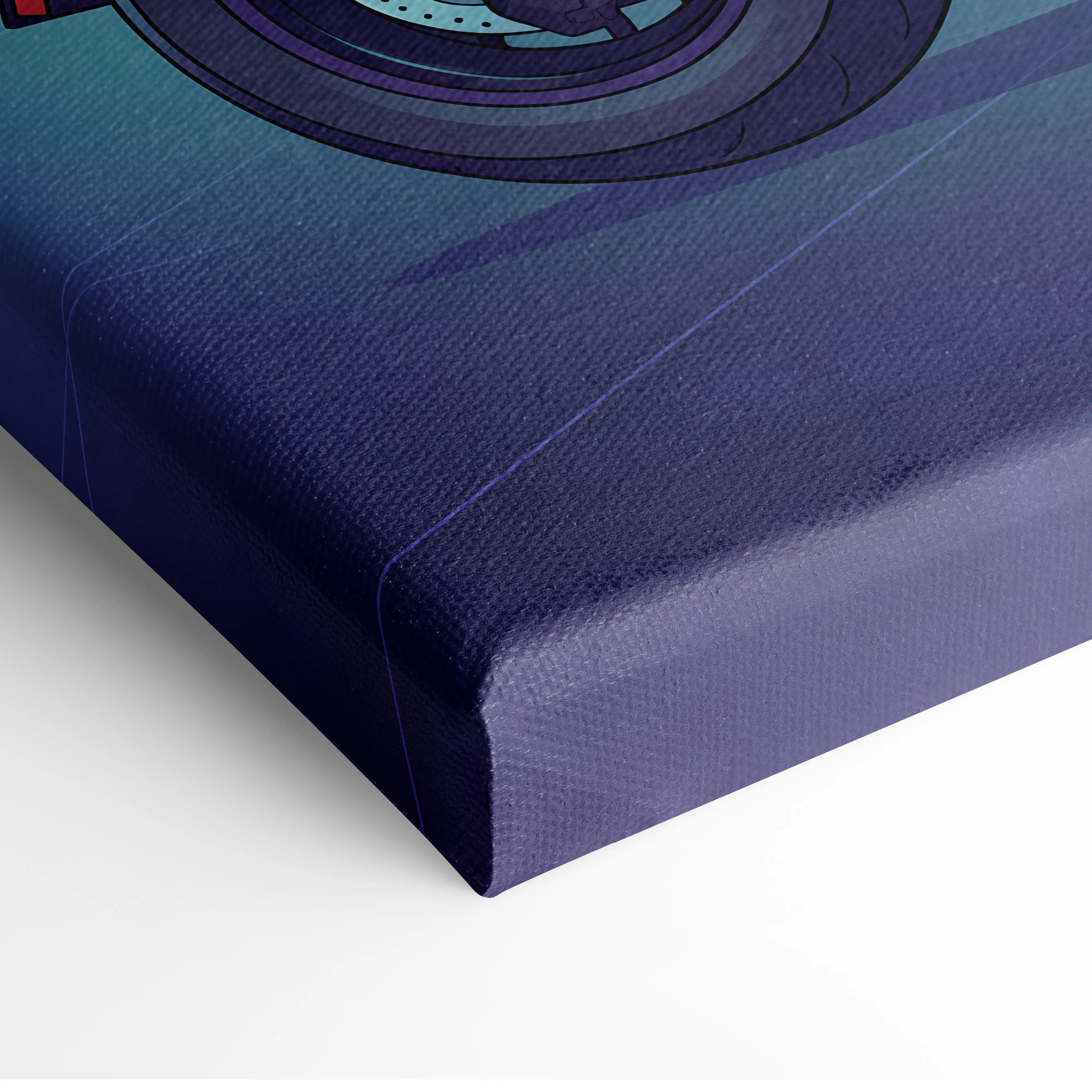 Sportster S Inspired Teal Purple Motorcycle Canvas Wall Art Vaporwave Graffiti Cruiser Artwork for Garage Decor Retro Futuristic Print