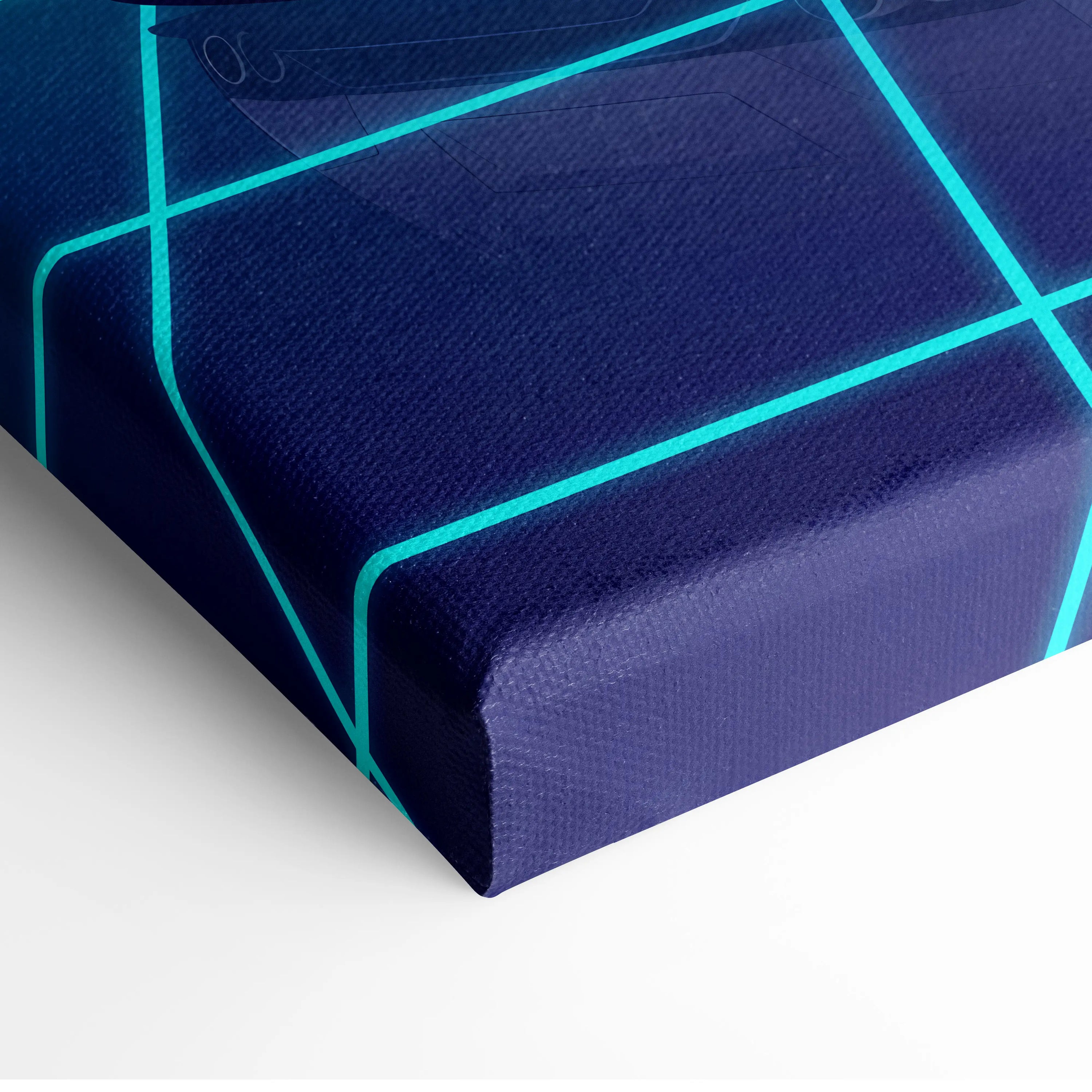 Nissan GT-R R35 Inspired White Blue Canvas Wall Art Vaporwave Neon Grid JDM Car Artwork, Cyberpunk Sunset Garage Decor