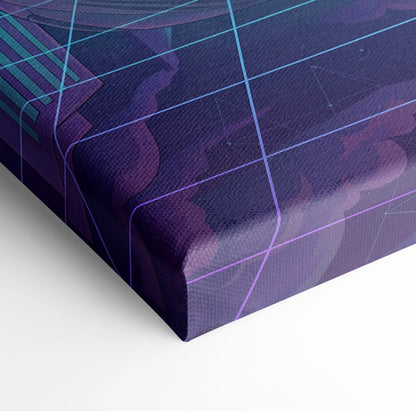 Koenigsegg Regera Inspired Silver Purple Canvas Wall Art, Vaporwave Hypercar Artwork, Neon Grid City Decor, Retro Futuristic Exotic Print