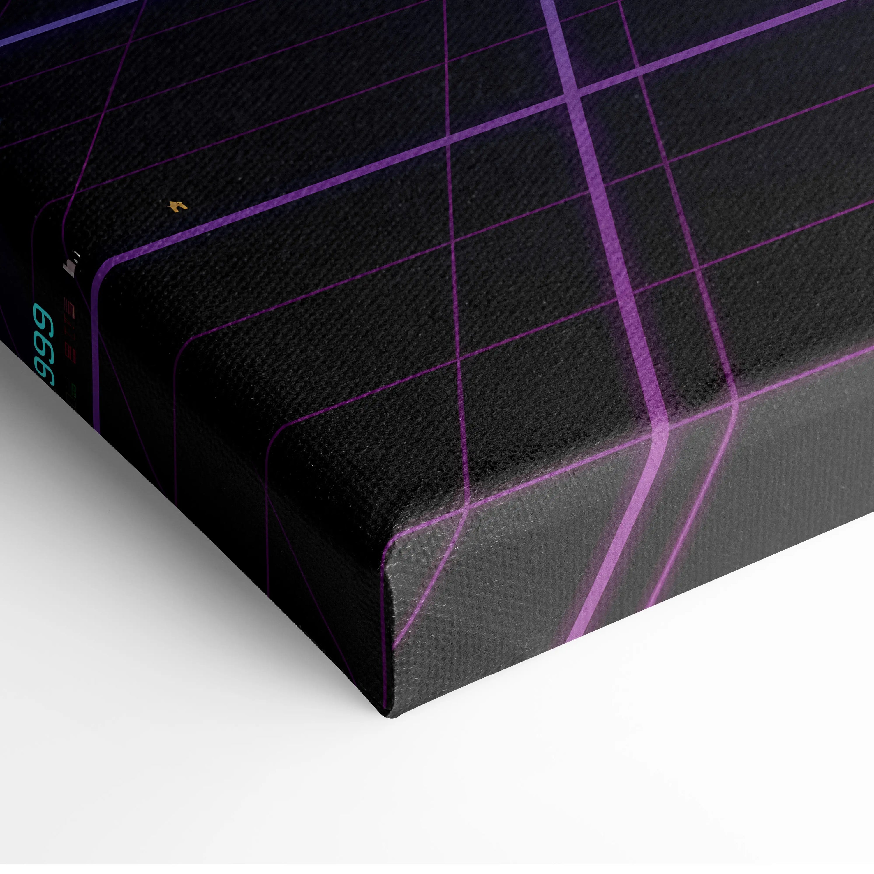Porsche 911 GT3 RS Inspired White Purple Canvas Wall Art Vaporwave Neon Grid Sports Car Artwork, Cyberpunk Garage Decor