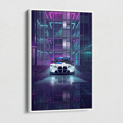 BMW M4 GT3 Inspired Vaporwave Art - Car Neon Pink Purple Blue Living Room Retro Futurism Energetic Neon Vaporwave Canvas