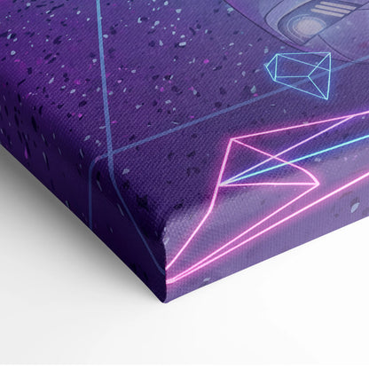 Ford Mustang Inspired Neon Vaporwave City Skyline - Vaporwave Neon Pink City Wall Art Mood Cyberpunk Canvas Print