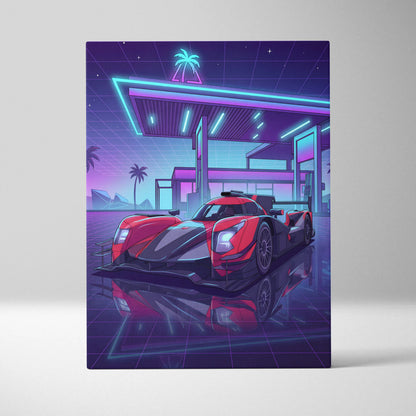 Aurus 01 Le Mans Inspired Vaporwave Car Canvas - Car Art Neon Pink Blue Living Room Vaporwave Nostalgic Retro Futurism Neon Car Art Canvas