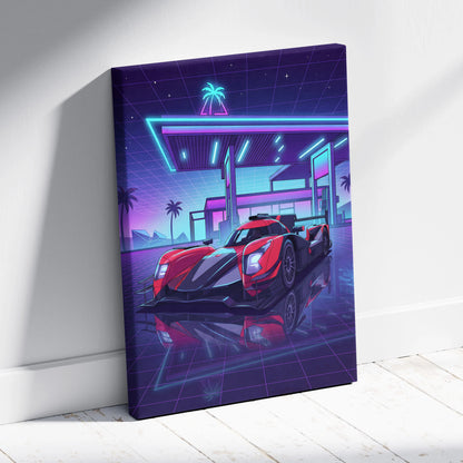 Aurus 01 Le Mans Inspired Vaporwave Car Canvas - Car Art Neon Pink Blue Living Room Vaporwave Nostalgic Retro Futurism Neon Car Art Canvas