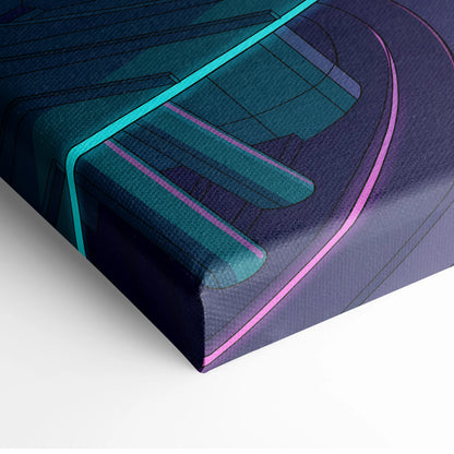 Bentley Flying Spur Inspired Vaporwave Car Canvas - Car Vaporwave Neon Pink Teal Living Room Retro Futurism Nostalgic mood Neon aesthetic Canvas