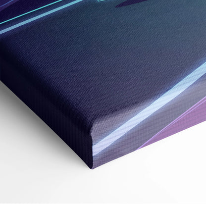 Lamborghini Gallardo Inspired Red Purple Canvas Wall Art, Neon Vaporwave Supercar Artwork for Mountain Road Garage Decor