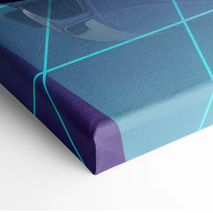 Toyota GR Supra Inspired White Teal Canvas Wall Art Vaporwave Sports Car Artwork Neon Palm Garage Decor Retro Futuristic JDM Print