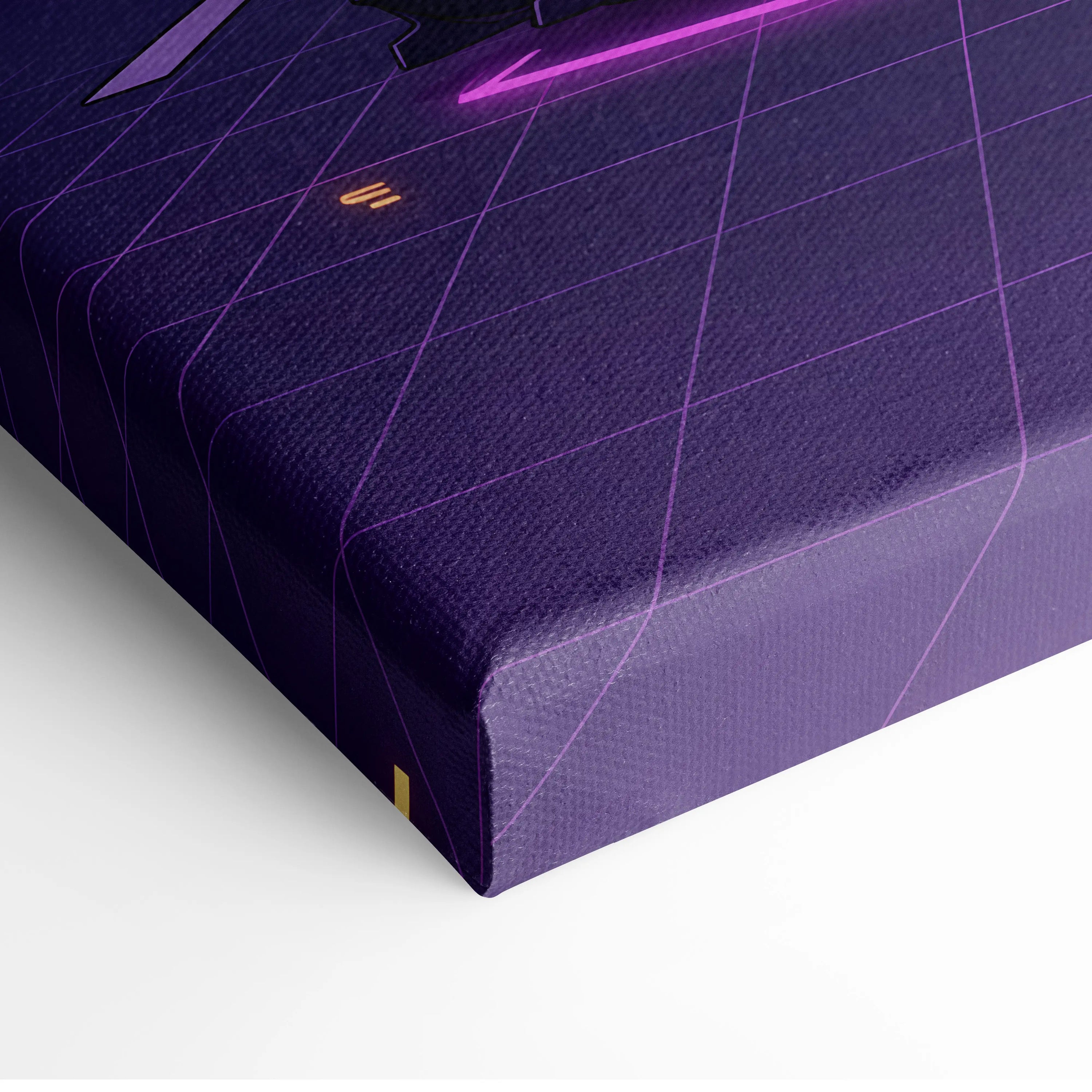 Lamborghini Aventador Inspired Gold Purple Canvas Wall Art, Vaporwave Supercar Artwork, Neon City Skyline Decor, Retro Futuristic Exotic Car Print