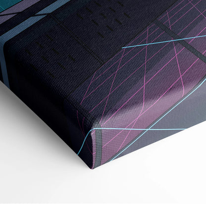 Ferrari SF90 Spider Inspired Blue Pink Canvas Wall Art, Vaporwave Supercar Artwork, Neon Grid Garage Decor, Retro Futuristic Exotic Print