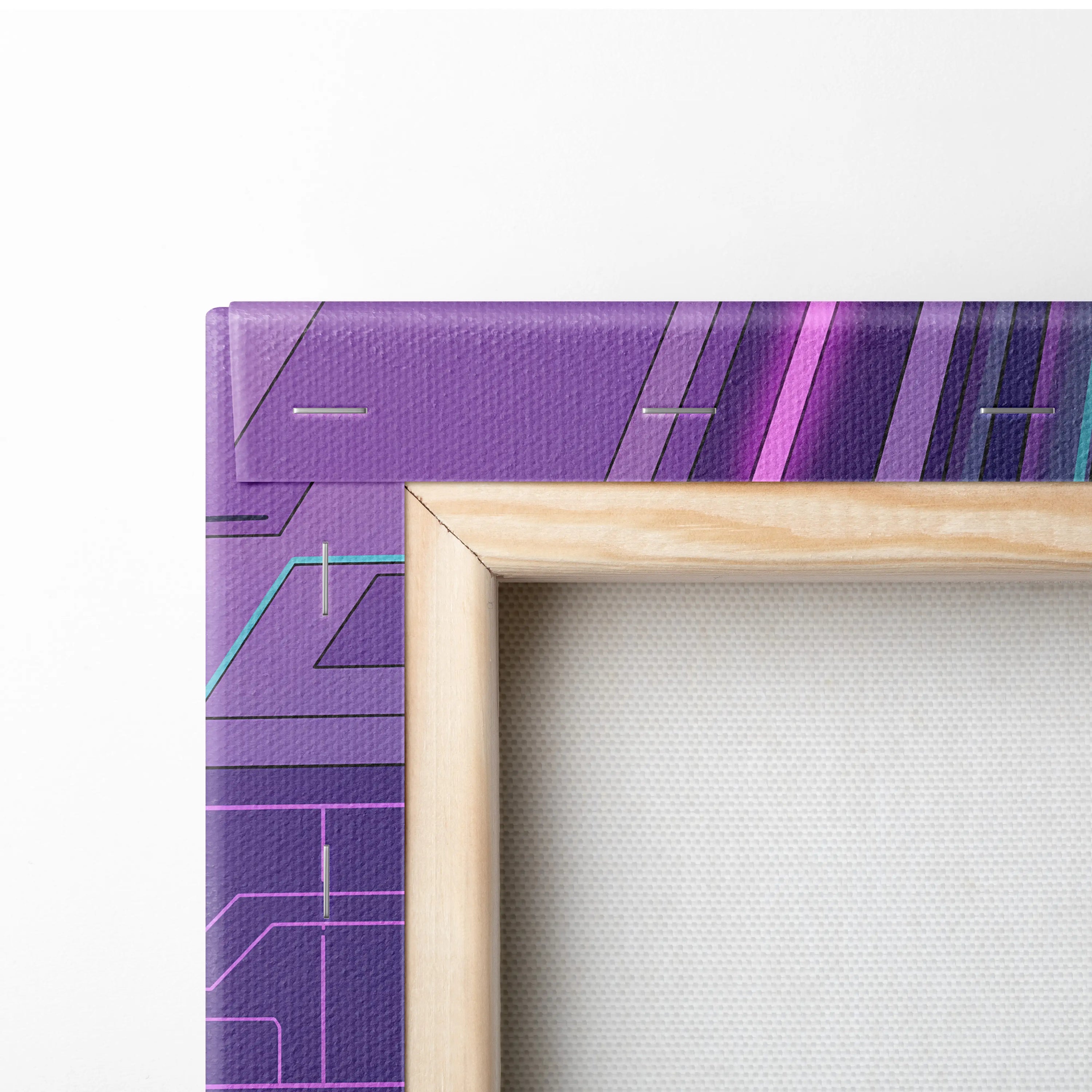 Koenigsegg CCX Inspired Silver Purple Canvas Wall Art, Vaporwave Hypercar Artwork, Neon Grid Garage Decor, Retro Futuristic Exotic Print