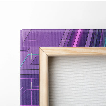 Koenigsegg CCX Inspired Silver Purple Canvas Wall Art, Vaporwave Hypercar Artwork, Neon Grid Garage Decor, Retro Futuristic Exotic Print