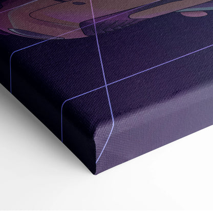 Koenigsegg Jesko Inspired Gold Purple Canvas Wall Art, Vaporwave Hypercar Artwork, Neon Grid Garage Decor, Retro Futuristic Exotic Print