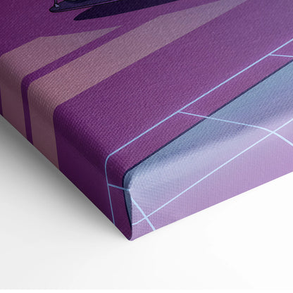 Dodge Viper ACR Inspired Purple Blue Canvas Wall Art, Vaporwave Night Drive, Retro Futuristic Garage Decor, Sports Car Artwork