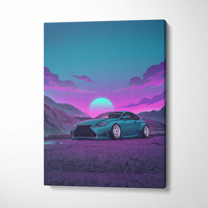 Lexus RC Inspired Teal Purple Canvas Wall Art, Vaporwave Sports Car Artwork, Neon Sunset Garage Decor, Retro Futuristic JDM Print