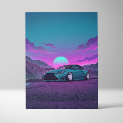 Lexus RC Inspired Teal Purple Canvas Wall Art, Vaporwave Sports Car Artwork, Neon Sunset Garage Decor, Retro Futuristic JDM Print