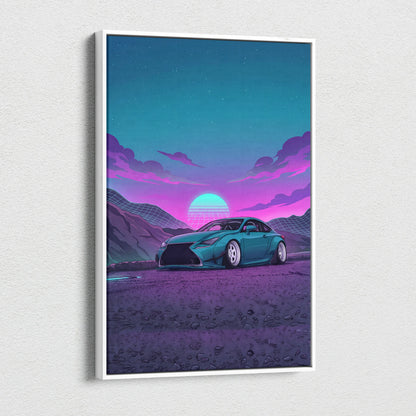 Lexus RC Inspired Teal Purple Canvas Wall Art, Vaporwave Sports Car Artwork, Neon Sunset Garage Decor, Retro Futuristic JDM Print