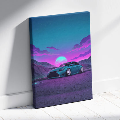 Lexus RC Inspired Teal Purple Canvas Wall Art, Vaporwave Sports Car Artwork, Neon Sunset Garage Decor, Retro Futuristic JDM Print