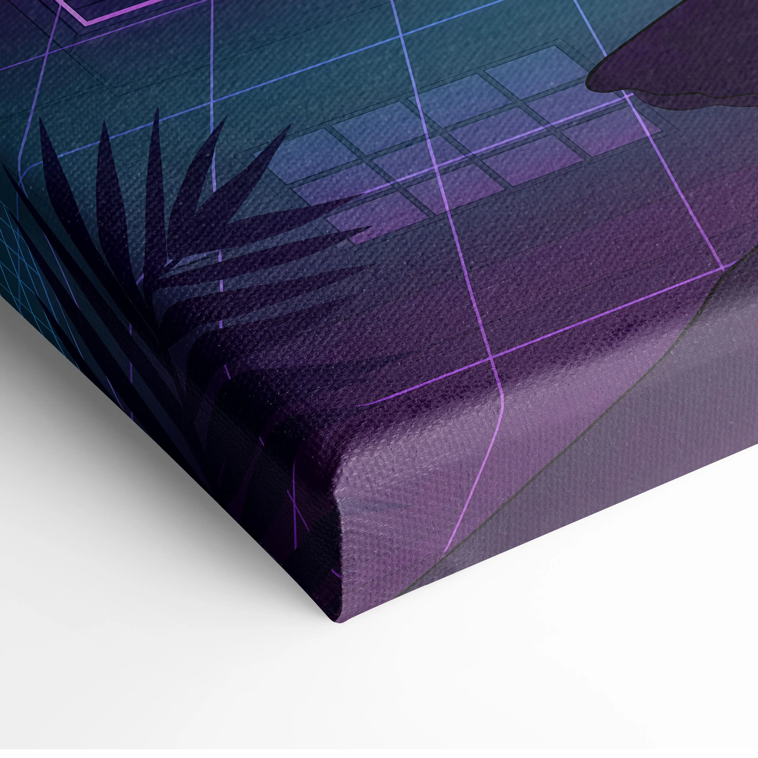 Lotus Elise Inspired Orange Purple Canvas Wall Art, Neon Vaporwave Sports Car Artwork for Retro Garage Decor with Moody JDM Style