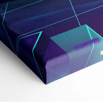 McLaren P1 Inspired Blue Purple Canvas Wall Art, Neon Vaporwave Hypercar Artwork for Futuristic Garage Decor Mood