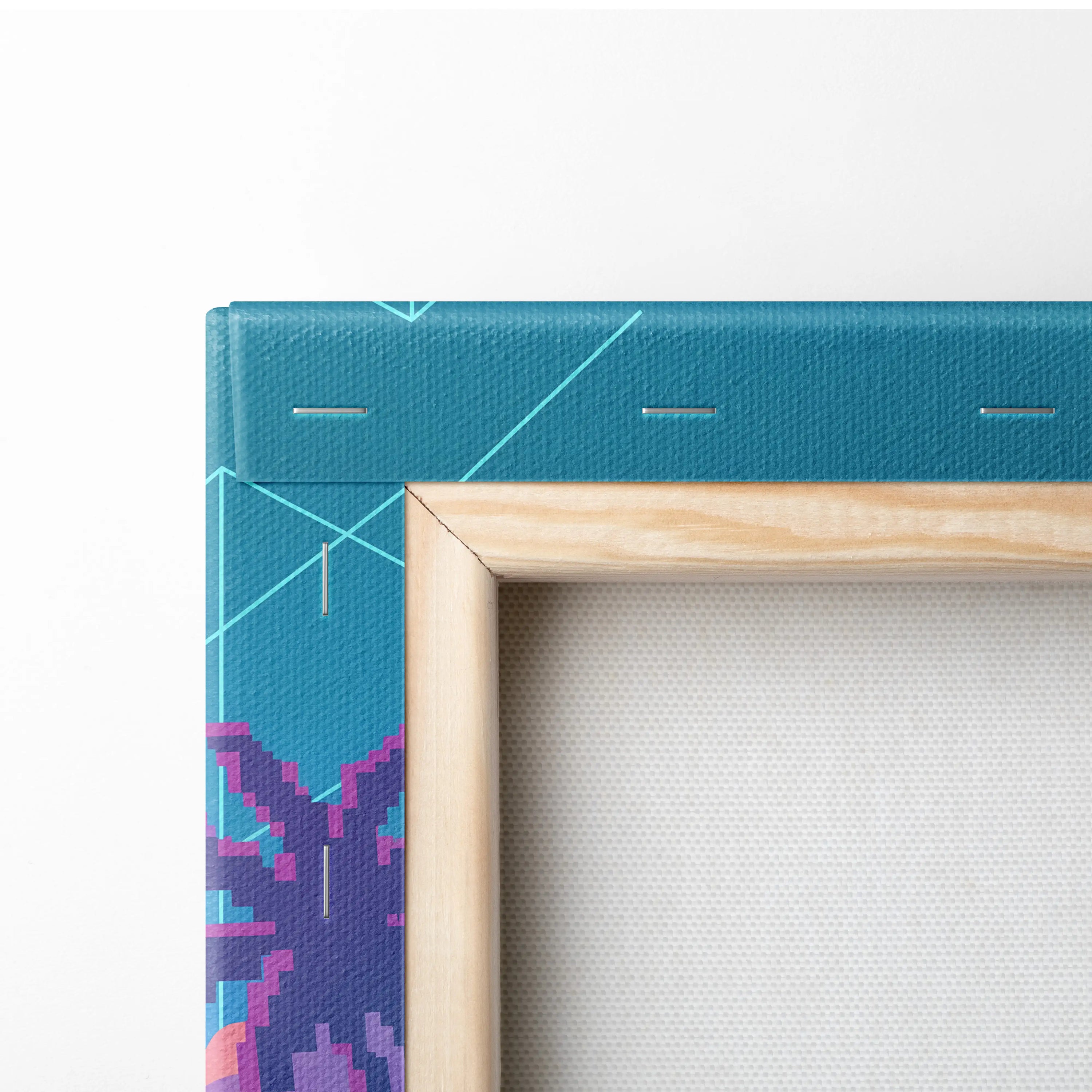 Dodge Challenger Inspired Neon Vaporwave Horizon Canvas - Car Art Neon Pink Blue Vaporwave Nostalgic Synthwave Canvas