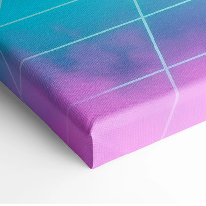 Dodge Challenger Inspired Neon Vaporwave Horizon Canvas - Car Art Neon Pink Blue Vaporwave Nostalgic Synthwave Canvas