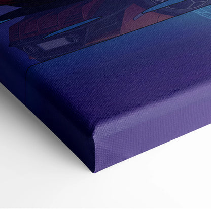 Lamborghini Huracan Inspired Orange Purple Canvas Wall Art Vaporwave Supercar Artwork Neon Observatory Garage Decor Retro Futuristic Night Print