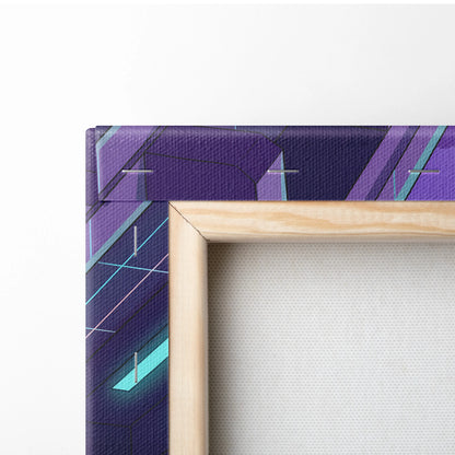 Ford Mustang Inspired Orange Purple Canvas Wall Art Vaporwave Muscle Car Artwork Neon Cyberpunk Garage Decor Futuristic City Print