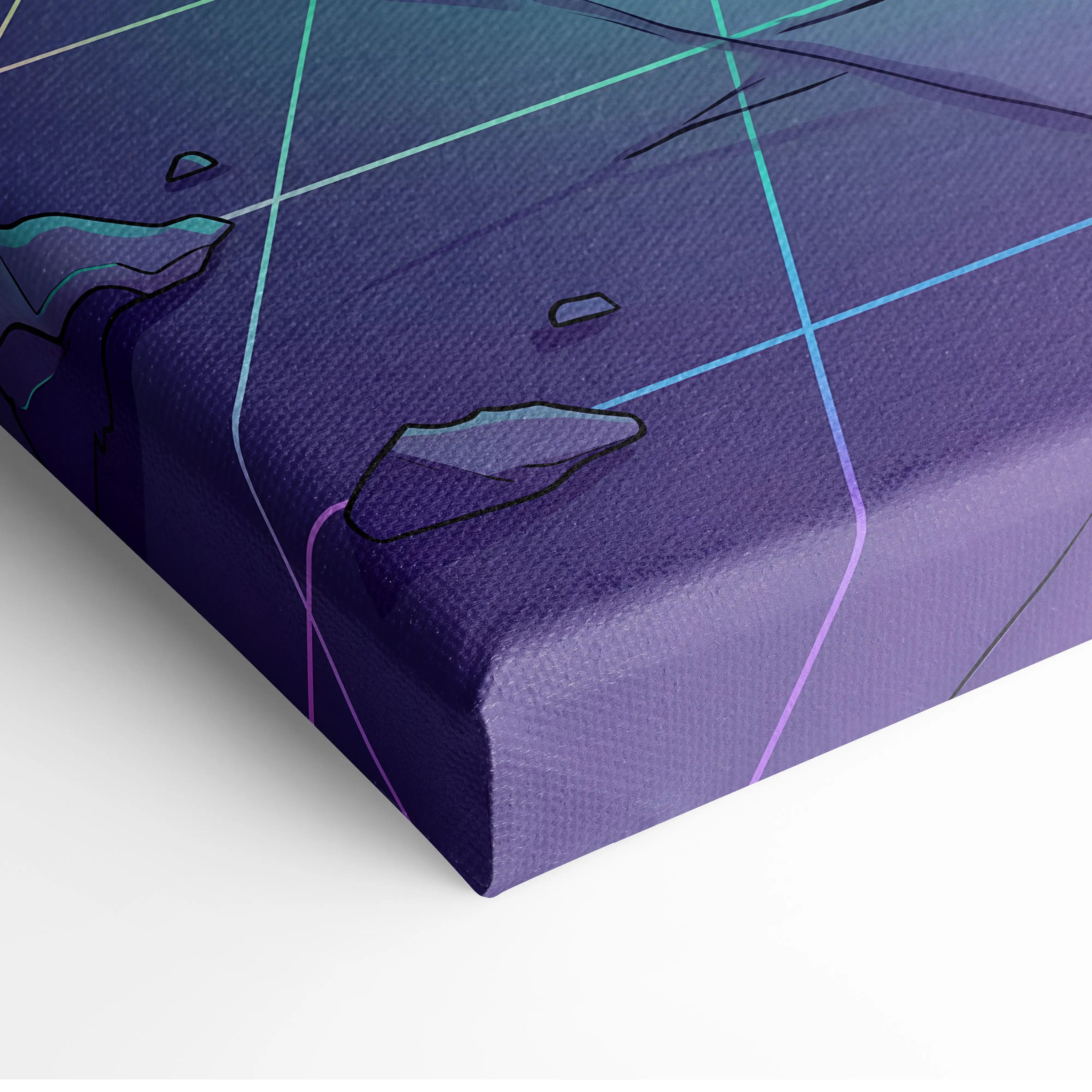 Ford Mustang Inspired Orange Purple Canvas Wall Art Vaporwave Muscle Car Artwork Neon Cyberpunk Garage Decor Futuristic City Print