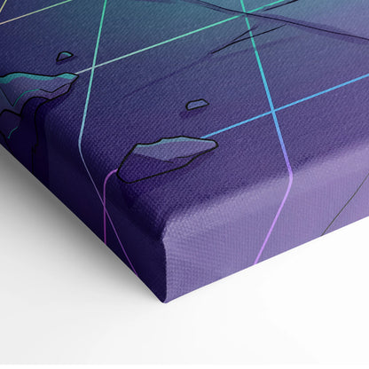 Ford Mustang Inspired Orange Purple Canvas Wall Art Vaporwave Muscle Car Artwork Neon Cyberpunk Garage Decor Futuristic City Print
