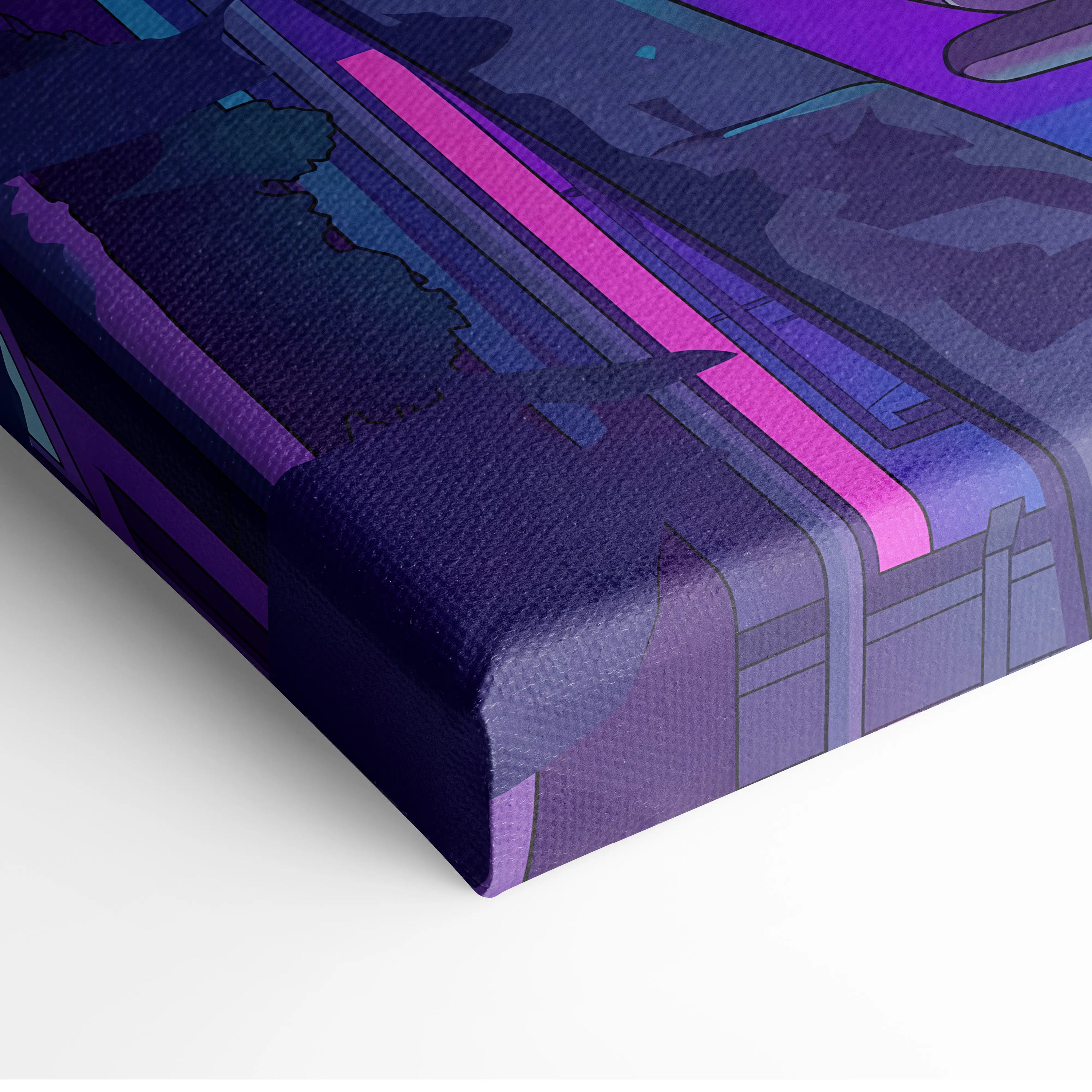 Lamborghini Huracan Inspired White Purple Canvas Wall Art, Vaporwave Tokyo City Artwork, Neon Rain Garage Decor, Retro Futuristic Supercar Print