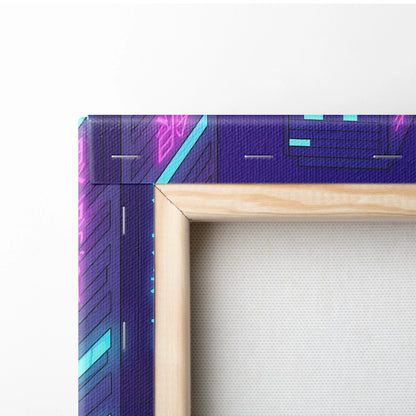 Lamborghini Huracan Inspired White Purple Canvas Wall Art, Vaporwave Tokyo City Artwork, Neon Rain Garage Decor, Retro Futuristic Supercar Print