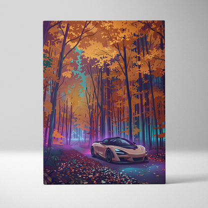McLaren 765LT Inspired Vaporwave Forest - Vaporwave Car Art Neon Pink Teal Living Room Retro-Futuristic Nostalgic Glow Vaporwave Canvas