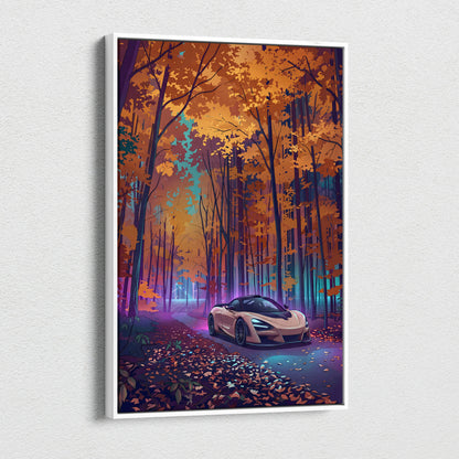 McLaren 765LT Inspired Vaporwave Forest - Vaporwave Car Art Neon Pink Teal Living Room Retro-Futuristic Nostalgic Glow Vaporwave Canvas