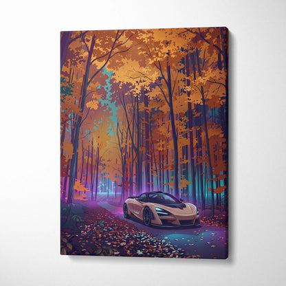McLaren 765LT Inspired Vaporwave Forest - Vaporwave Car Art Neon Pink Teal Living Room Retro-Futuristic Nostalgic Glow Vaporwave Canvas