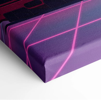 Ferrari F40 Inspired Red Purple Canvas Wall Art, Vaporwave Neon City Drive, Retro Futuristic Garage Decor, Supercar Artwork