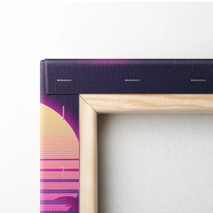 Ferrari 499P Inspired Vaporwave Neon Sunset Canvas - Car Art Neon Pink Teal Purple Living Room Vaporwave